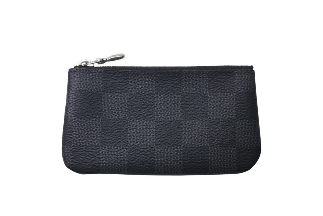 極美品 LOUIS VUITTON ルイヴィトン ポシェット クレ コインケース N60155 ダミエ グラフィット ブラック 中古 4c075300