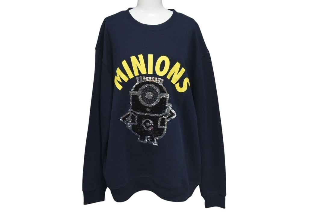 Universal Japan ユニバーサルジャパン スウェット ミニオン スパンコール ポリエステル コットン ネイビー サイズL 美品 中古 4c075327
