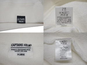 CAPTAINS HELM キャプテンズヘルム Hoodie ロゴパーカー プルオーバー 日本製 コットン ホワイト ブラック サイズXL 中古 4c075328