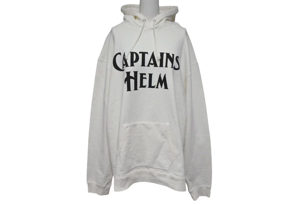 CAPTAINS HELM キャプテンズヘルム Hoodie ロゴパーカー プルオーバー 日本製 コットン ホワイト ブラック サイズXL 中古 4c075328