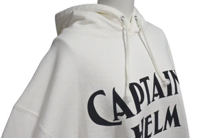 CAPTAINS HELM キャプテンズヘルム Hoodie ロゴパーカー プルオーバー 日本製 コットン ホワイト ブラック サイズXL 中古 4c075328