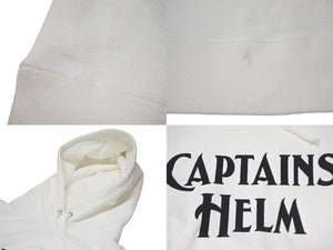 CAPTAINS HELM キャプテンズヘルム Hoodie ロゴパーカー プルオーバー 日本製 コットン ホワイト ブラック サイズXL 中古 4c075328