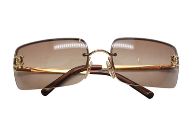 CHANEL シャネル リムレス サングラス 4104-B c.125/13 サイズ62□15 120 ココマーク ラインストーン グラデーション 美品 中古 4c075342