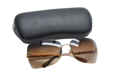 CHANEL シャネル リムレス サングラス 4112 c.292/13 サイズ65□16 120 ココマーク ブラウン ゴールド 美品 中古 4c075345