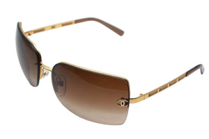 CHANEL シャネル リムレス サングラス 4112 c.292/13 サイズ65□16 120 ココマーク ブラウン ゴールド 美品 中古 4c075345
