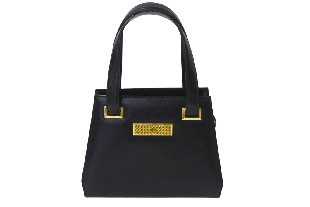 Christian Dior クリスチャンディオール ハンドバッグ CDロゴ フォーマル ブラック レザー ゴールド金具 良品 中古 4c075357
