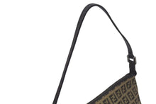 画像をギャラリービューアに読み込む, 極美品 FENDI フェンディ ハンドバッグ ズッキーノ ポーチ ベージュ ブラウン コットンキャンバス レザー ブラック金具 中古 4c075362 