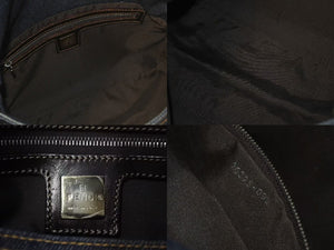 FENDI フェンディショルダーバッグ マンマバケット デニムブルーシルバー コットン金具シルバー 美品 中古 4c075365 