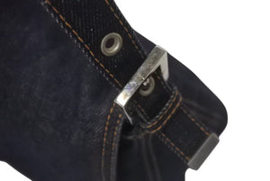 FENDI フェンディショルダーバッグ マンマバケット デニムブルーシルバー コットン金具シルバー 美品 中古 4c075365 