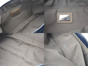 極美品 FENDI フェンディ ハンドバッグ ズッキーノ ワンショルダーバッグ ネイビー コットンキャンバス レザー シルバー金具 中古 4c075367 