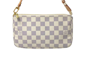 極美品 LOUIS VUITTON ルイヴィトン ポシェット アクセソワール アクセサリーポーチ N51986 ダミエ アズール ホワイト 中古 4c075368