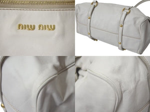MIUMIU ミュウミュウ Side Ribbons Hand Bag サイドリボンハンドバック ベージュ レザー ゴールド金具 美品 中古 4c075371