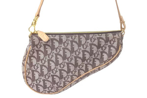 Christian Dior クリスチャンディオール トロッター サドルバッグ ワンショルダーバッグ サドルポーチ MC1012 ブラウン 美品 中古 4c075372