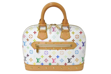 LOUIS VUITTON ルイヴィトン モノグラムマルチ アルマ ハンドバッグ M92647 村上隆 ホワイト ゴールド金具 美品 中古 4c075374