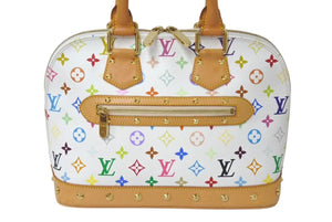 LOUIS VUITTON ルイヴィトン モノグラムマルチ アルマ ハンドバッグ M92647 村上隆 ホワイト ゴールド金具 美品 中古 4c075374