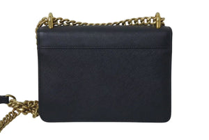 極美品 PRADA プラダ サフィアーノ チェーンショルダーバッグ 1BD133 ブラック レザー ゴールド金具 中古 4c075375