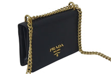 Load image into Gallery viewer, 極美品 PRADA プラダ サフィアーノ チェーンショルダーバッグ 1BD133 ブラック レザー ゴールド金具 中古 4c075375