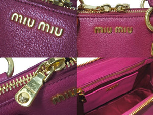 極美品 MIUMIU ミュウミュウ Mandras マンドラス 2WAYS ハンドバッグ ピンク レザー RL0058 ゴールド金具 中古 4c075377