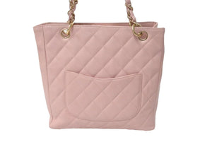 CHANEL シャネル PST チェーントートバッグ A50994 キャビアスキン ココマーク 7番台 ピンク ゴールド金具 美品 中古 4c075383