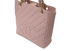 CHANEL シャネル PST チェーントートバッグ A50994 キャビアスキン ココマーク 7番台 ピンク ゴールド金具 美品 中古 4c075383