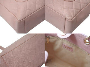 CHANEL シャネル PST チェーントートバッグ A50994 キャビアスキン ココマーク 7番台 ピンク ゴールド金具 美品 中古 4c075383