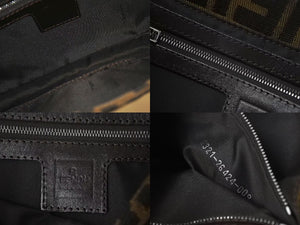 FENDI フェンディ マンマバケット ワンショルダーバッグ ズッカ柄 コットンキャンバス レザー シルバー金具 ブラウン 美品 中古 4c075385 