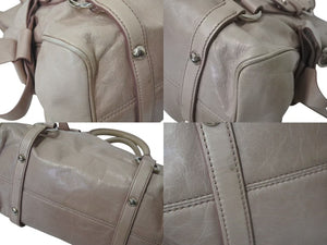 MIUMIU ミュウミュウ Side Ribbon Bag サイドリボンハンドバッグ ベージュ レザー RT0438 シルバー金具 美品 中古 4c075389