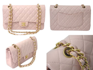 CHANEL シャネル マトラッセ25 Wチェーンショルダーバッグ A01112 ココマーク ラムスキン Wフラップ ピンク 美品 中古 4c075390