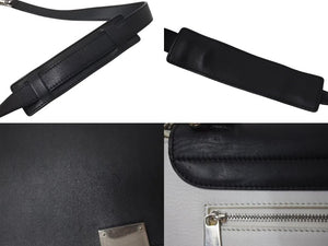 CELINE セリーヌ トラペーズ ハンドバッグ 169543 ブラック ホワイト カーキグリーン カーフスキン シルバー金具 美品 中古 4c075391