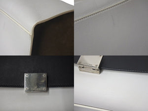 CELINE セリーヌ トラペーズ ハンドバッグ 169543 ブラック ホワイト カーキグリーン カーフスキン シルバー金具 美品 中古 4c075391