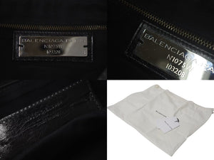 BALENCIAGA バレンシアガ ショルダーバッグ ザ ファースト シティーバック ブラック レザー 103208 美品 中古 4c075392
