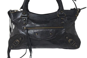 BALENCIAGA バレンシアガ ショルダーバッグ ザ ファースト シティーバック ブラック レザー 103208 美品 中古 4c075392