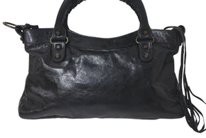BALENCIAGA バレンシアガ ショルダーバッグ ザ ファースト シティーバック ブラック レザー 103208 美品 中古 4c075392