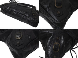 BALENCIAGA バレンシアガ ショルダーバッグ ザ ファースト シティーバック ブラック レザー 103208 美品 中古 4c075392