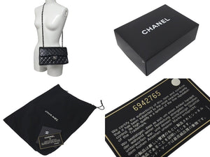 CHANEL シャネル マトラッセ 23cm Wチェーンショルダーバッグ Wフラップ 6番台 ラムスキン ココマーク ブラック 美品 中古 4c075396