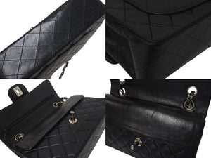 CHANEL シャネル マトラッセ 23cm Wチェーンショルダーバッグ Wフラップ 6番台 ラムスキン ココマーク ブラック 美品 中古 4c075396