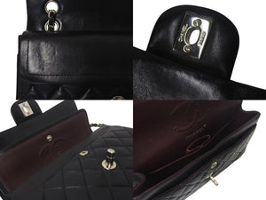 CHANEL シャネル マトラッセ 23cm Wチェーンショルダーバッグ Wフラップ 6番台 ラムスキン ココマーク ブラック 美品 中古 4c075396