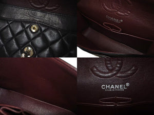 CHANEL シャネル マトラッセ 23cm Wチェーンショルダーバッグ Wフラップ 6番台 ラムスキン ココマーク ブラック 美品 中古 4c075396