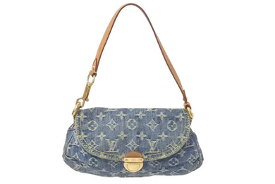 LOUIS VUITTON ルイヴィトン ミニプリーティ ハンドバッグ M95050 モノグラムデニム レザー ブルー 美品 中古 4c075399