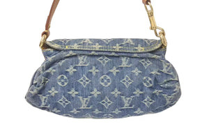 LOUIS VUITTON ルイヴィトン ミニプリーティ ハンドバッグ M95050 モノグラムデニム レザー ブルー 美品 中古 4c075399