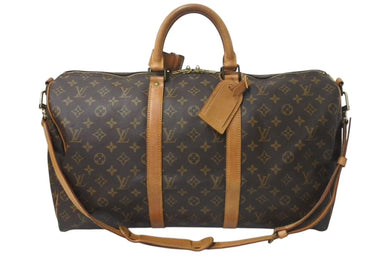 LOUIS VUITTON ルイヴィトン キーポル バンドリエール50 ボストンバッグ M41416 モノグラム PVC レザー ブラウン 美品 中古 4c075402