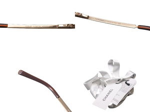 極美品 CHANEL シャネル リムレス サングラス 4104-B c.125/13 サイズ62□15 120 ココマーク ラインストーン 中古 4c075406