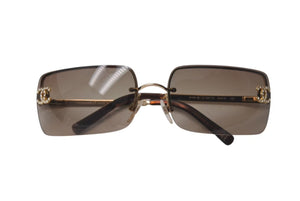 極美品 CHANEL シャネル リムレス サングラス 4104-B c.125/13 サイズ62□15 120 ココマーク ラインストーン 中古 4c075406
