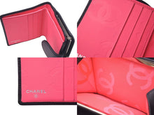 Load image into Gallery viewer, CHANEL シャネル カンボンライン 二つ折財布 10番台 ブラック ピンク ラムスキン A26720 美品 中古 4c075407