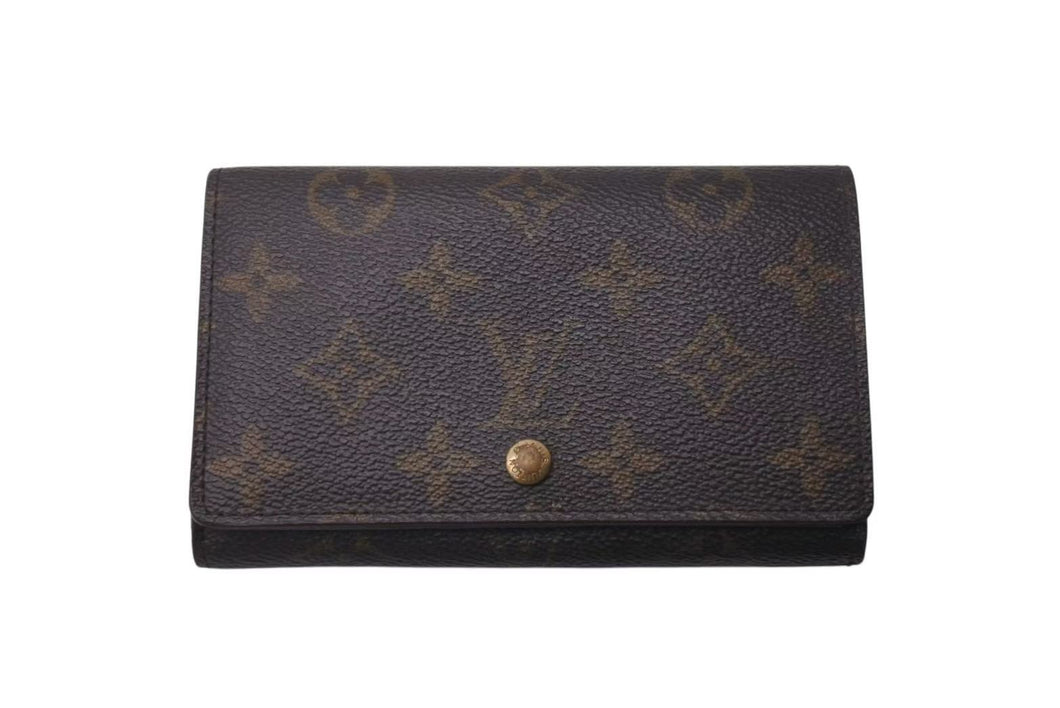 LOUIS VUITTON ルイヴィトン ポルトモネ ビエ トレゾール 二つ折り財布 M61730 モノグラムキャンバス ブラウン 美品 中古 4c075408