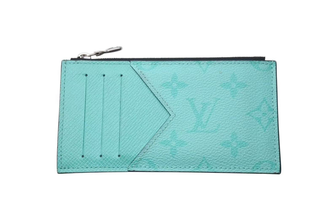 LOUIS VUITTON ルイヴィトン カードケース タイガラマ コインカードホルダー ターコイズブルー レザー M30901 美品 中古 4c075409