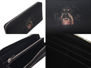 Givenchy ジバンシー 長財布 ロットワイラー 長財布 ブラック レザー シルバー金具 美品 中古 4c075413