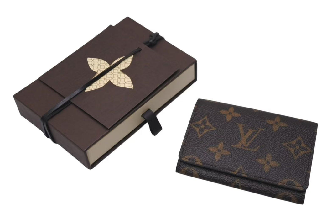 LOUIS VUITTON ルイヴィトン カードケース アンヴェロップ カルト ドゥ ヴィジット ブラウン レザー M63801 美品 中古 4c075414