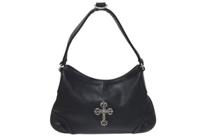 CHROME HEARTS クロムハーツ グーチバッグ フィリグリークロス スモール ワンショルダーバッグ シルバー 925 レザー 美品 中古 4c075418