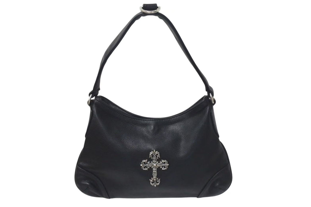 CHROME HEARTS クロムハーツ グーチバッグ フィリグリークロス スモール ワンショルダーバッグ シルバー 925 レザー 美品 中古 4c075418